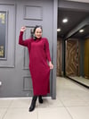 Fitilli Triko Elbise Bordo