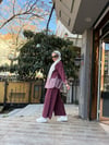 Gömlek Detaylı Çizgili Takım Bordo