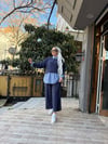 Gömlek Detaylı Çizgili Takım Lacivert