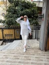 Gömlek Detaylı Sweat Gri/Beyaz