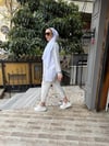 Gömlek Detaylı Sweat Gri/Beyaz