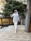 Gömlek Detaylı Sweat Gri/Beyaz