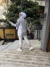 Gömlek Detaylı Sweat Gri/Beyaz