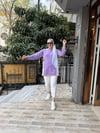Gömlek Detaylı Sweat Lila/Beyaz