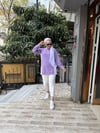 Gömlek Detaylı Sweat Lila/Beyaz