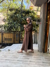 İthal Fularlı Keten Takım Kahve