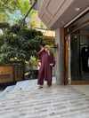 İthal Fularlı Keten Takım Mürdüm