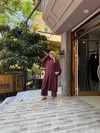 İthal Fularlı Keten Takım Mürdüm