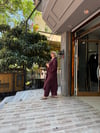İthal Fularlı Keten Takım Mürdüm