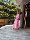 İthal Fularlı Keten Takım Pembe