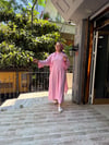 İthal Fularlı Keten Takım Pembe