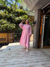 İthal Fularlı Keten Takım Pembe