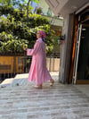 İthal Fularlı Keten Takım Pembe