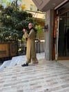 İthal Fularlı Keten Takım Yeşil
