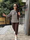 Kalın Çizgili Baskılı Sweat Kahve