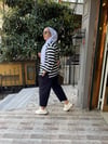 Kalın Çizgili Baskılı Sweat Lacivert