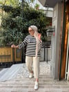 Kalın Çizgili Baskılı Sweat Siyah