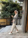 Kalın Çizgili Baskılı Sweat Siyah