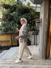 Kalın Çizgili Baskılı Sweat Siyah