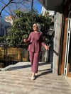 Kemerli Ön Detay Takım Bordo