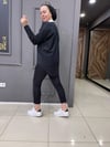 Keten Yaka Beyaz Taşlı Gömlek Siyah