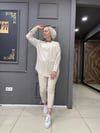 Keten Yaka KahveTaşlı Gömlek Krem
