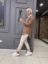Keten Yaka Krem Taşlı Gömlek Kahve