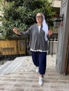 Kot İşlemeli Kaftan Füme