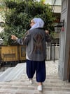 Kot İşlemeli Kaftan Füme