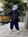 Kot İşlemeli Kaftan Lacivert