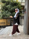 Kot İşlemeli Kaftan Siyah