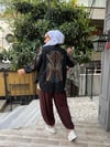 Kot İşlemeli Kaftan Siyah