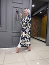 Krem Lacivert Desen Kimono