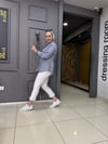 Kuşaklı Luna Keten Gömlek İndigo