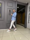 Kuşaklı Luna Keten Gömlek Mavi