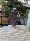 Modal Pileli Elbise Kahve