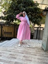Modal Pileli Elbise Pembe