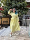 Modal Pileli Elbise Sarı