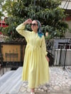 Modal Pileli Elbise Sarı