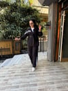 Modal Şeritli Takım Siyah