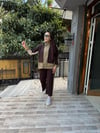 Oysh Paraşüt Hırka Detaylı Takım Kahve Gri
