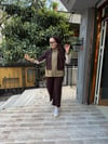 Oysh Paraşüt Hırka Detaylı Takım Kahve Gri
