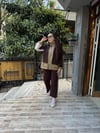 Oysh Paraşüt Hırka Detaylı Takım Kahve Gri