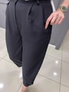 Paça Düğme Detay Şalvar Siyah