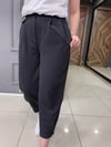 Paça Düğme Detay Şalvar Siyah