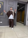 Panama Örme Kumaş 2'li Takım Kahverengi