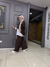 Panama Örme Kumaş 2'li Takım Kahverengi