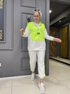 Paraşütlü Ekru Neon Yeşili Eşofman Takımı 