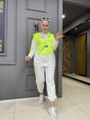 Paraşütlü Ekru Neon Yeşili Eşofman Takımı 