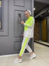 Paraşütlü Ekru Neon Yeşili Eşofman Takımı 